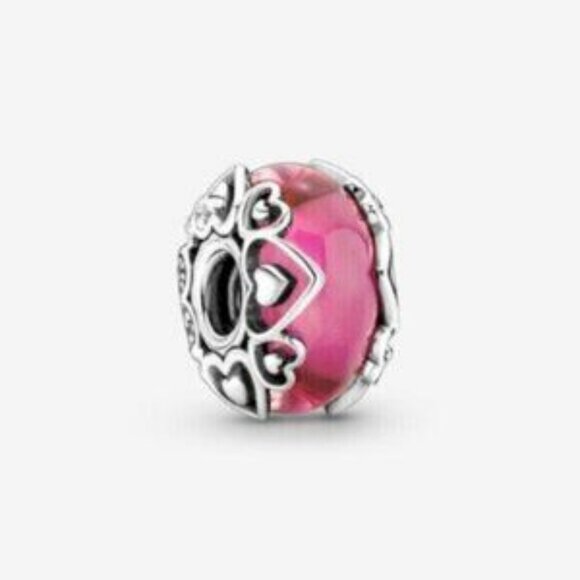 Pandora Reveal Your Love Pink Murano Glass Charm - Picture 1 of 4